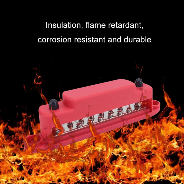 M6 2-post 12-way RV Yacht Terminal Nylon Flame Retardant Busbar, Red, Black, Red+Black 1pair