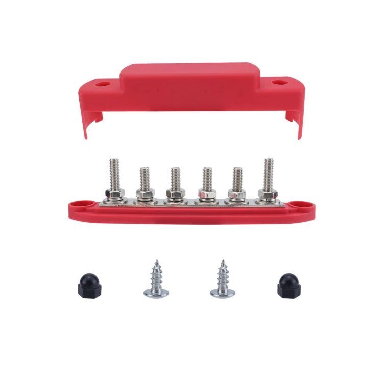 M8 Nylon Base RV Yacht Waterproof Dustproof Cover 6-post Bus Bar, Red, Black, Red+Black 1pair, Red With Terminal Heat Shrink Tube, Black With Terminal Heat Shrink Tube, Red+Black 1pair With Terminal Heat Shrink Tube