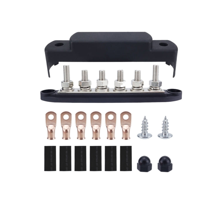 M8 Nylon Base RV Yacht Waterproof Dustproof Cover 6-post Bus Bar, Red, Black, Red+Black 1pair, Red With Terminal Heat Shrink Tube, Black With Terminal Heat Shrink Tube, Red+Black 1pair With Terminal Heat Shrink Tube