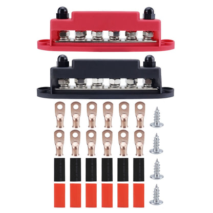 M8 Nylon Base RV Yacht Waterproof Dustproof Cover 6-post Bus Bar, Red, Black, Red+Black 1pair, Red With Terminal Heat Shrink Tube, Black With Terminal Heat Shrink Tube, Red+Black 1pair With Terminal Heat Shrink Tube