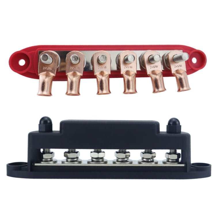 M8 Nylon Base RV Yacht Waterproof Dustproof Cover 6-post Bus Bar, Red, Black, Red+Black 1pair, Red With Terminal Heat Shrink Tube, Black With Terminal Heat Shrink Tube, Red+Black 1pair With Terminal Heat Shrink Tube