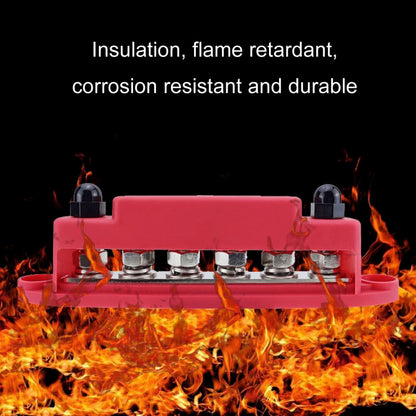 M8 Nylon Base RV Yacht Waterproof Dustproof Cover 6-post Bus Bar, Red, Black, Red+Black 1pair, Red With Terminal Heat Shrink Tube, Black With Terminal Heat Shrink Tube, Red+Black 1pair With Terminal Heat Shrink Tube