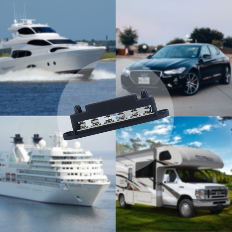 M8 Nylon Base RV Yacht Waterproof Dustproof Cover 6-post Bus Bar, Red, Black, Red+Black 1pair, Red With Terminal Heat Shrink Tube, Black With Terminal Heat Shrink Tube, Red+Black 1pair With Terminal Heat Shrink Tube