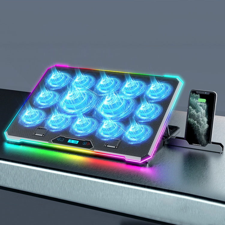 ICE COOREL K15C Smart Adjustable Laptop Radiator Base With RGB Lighting Effect, 13 Fans, 14 Fans, 15 Fans