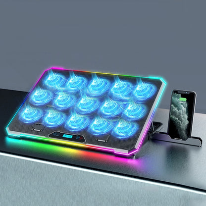 ICE COOREL K15C Smart Adjustable Laptop Radiator Base With RGB Lighting Effect, 13 Fans, 14 Fans, 15 Fans