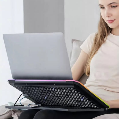 ICE COOREL K15C Smart Adjustable Laptop Radiator Base With RGB Lighting Effect, 13 Fans, 14 Fans, 15 Fans
