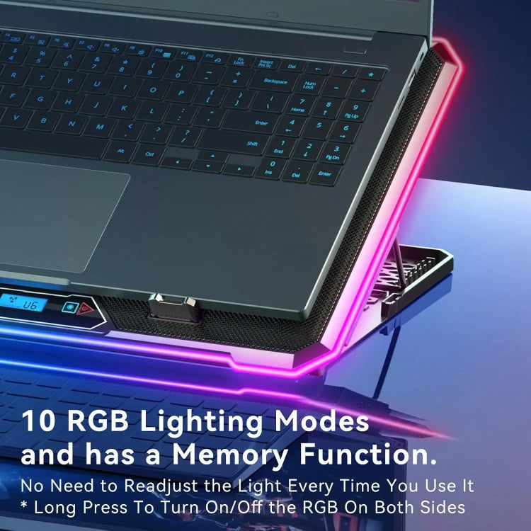 ICE COOREL K15C Smart Adjustable Laptop Radiator Base With RGB Lighting Effect, 13 Fans, 14 Fans, 15 Fans