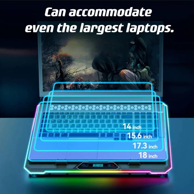 ICE COOREL K15C Smart Adjustable Laptop Radiator Base With RGB Lighting Effect, 13 Fans, 14 Fans, 15 Fans