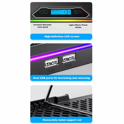 ICE COOREL K15C Smart Adjustable Laptop Radiator Base With RGB Lighting Effect, 13 Fans, 14 Fans, 15 Fans