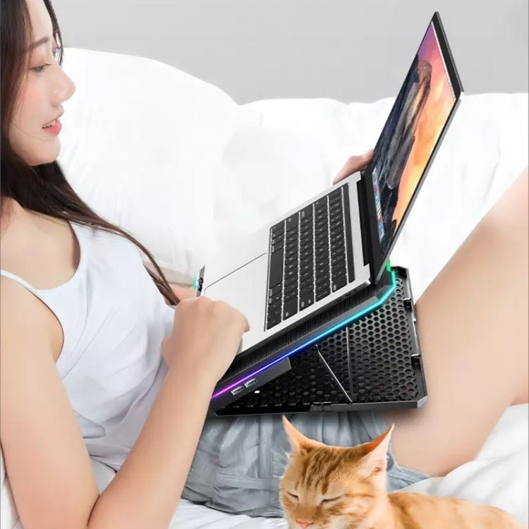 ICE COOREL K15C Smart Adjustable Laptop Radiator Base With RGB Lighting Effect, 13 Fans, 14 Fans, 15 Fans