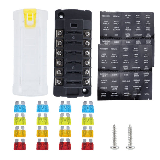 6-Way Plug-In Insulated Cover Fuse Box For Cars Yachts, Standard, Upgraded Version A, Upgraded Version B, Enhanced Version A, Enhanced Version B