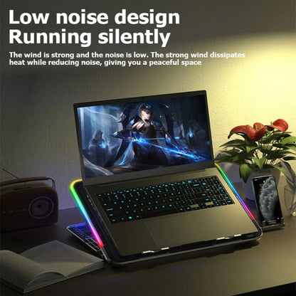 ICE COOREL A9R 6-fans Adjustable Laptop Stand Radiator with RGB Atmosphere Light, A9R 6-fans