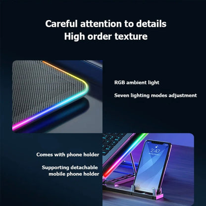 ICE COOREL A9R 6-fans Adjustable Laptop Stand Radiator with RGB Atmosphere Light, A9R 6-fans