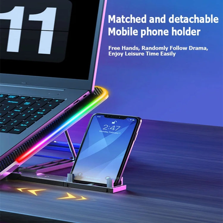 ICE COOREL A9R 6-fans Adjustable Laptop Stand Radiator with RGB Atmosphere Light, A9R 6-fans
