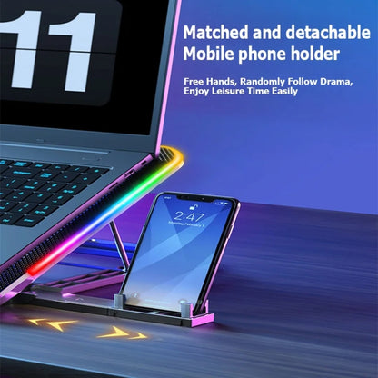 ICE COOREL A9R 6-fans Adjustable Laptop Stand Radiator with RGB Atmosphere Light, A9R 6-fans