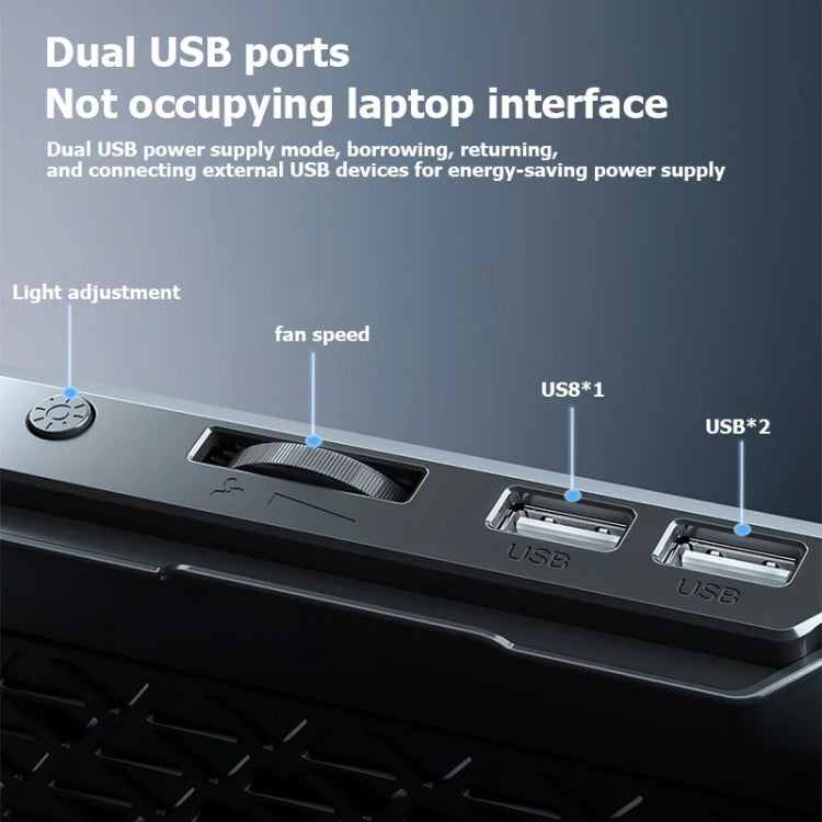 ICE COOREL A9R 6-fans Adjustable Laptop Stand Radiator with RGB Atmosphere Light, A9R 6-fans