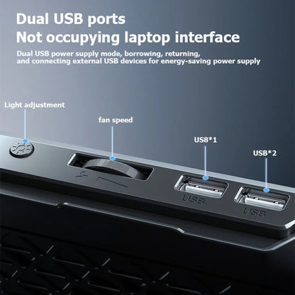 ICE COOREL A9R 6-fans Adjustable Laptop Stand Radiator with RGB Atmosphere Light, A9R 6-fans