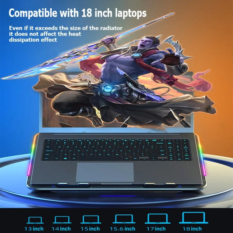 ICE COOREL A9R 6-fans Adjustable Laptop Stand Radiator with RGB Atmosphere Light, A9R 6-fans