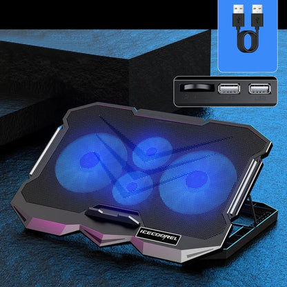 ICE COOREL K22 4-fans Adjustable Laptop Radiator Base with Atmosphere Light, with Speed Regulation, with LCD Display