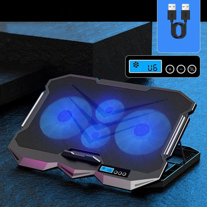 ICE COOREL K22 4-fans Adjustable Laptop Radiator Base with Atmosphere Light, with Speed Regulation, with LCD Display