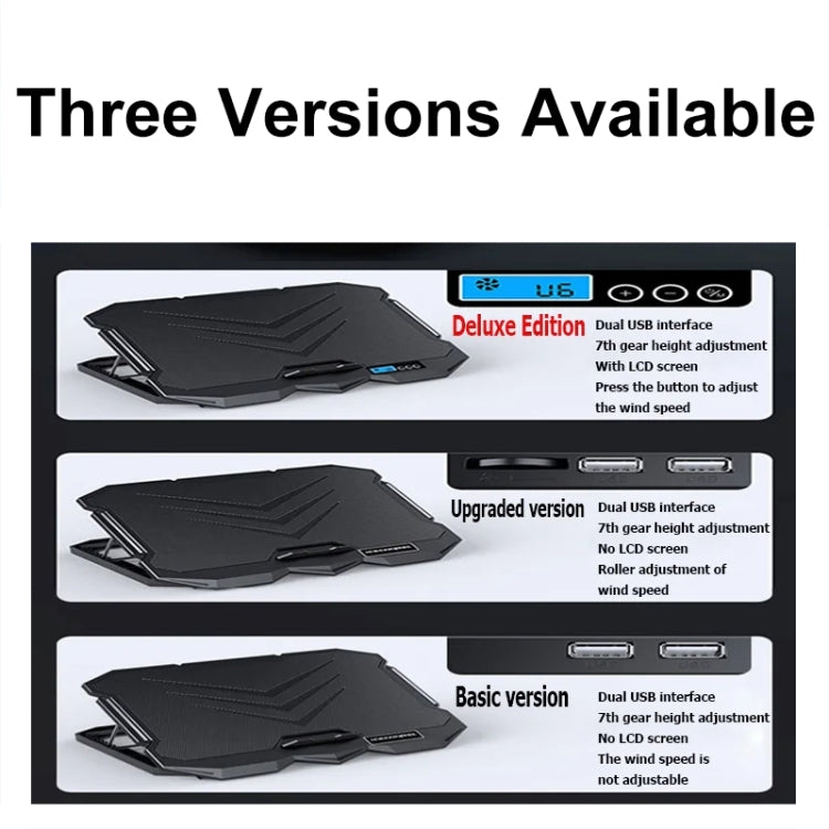 ICE COOREL K22 4-fans Adjustable Laptop Radiator Base with Atmosphere Light, with Speed Regulation, with LCD Display