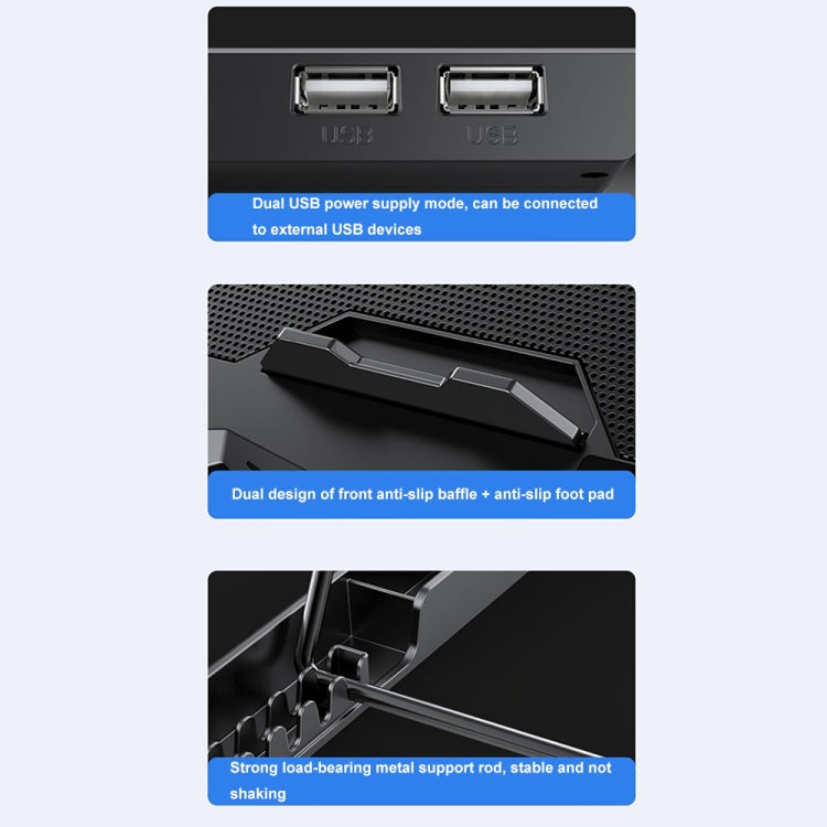 ICE COOREL K22 4-fans Adjustable Laptop Radiator Base with Atmosphere Light, with Speed Regulation, with LCD Display