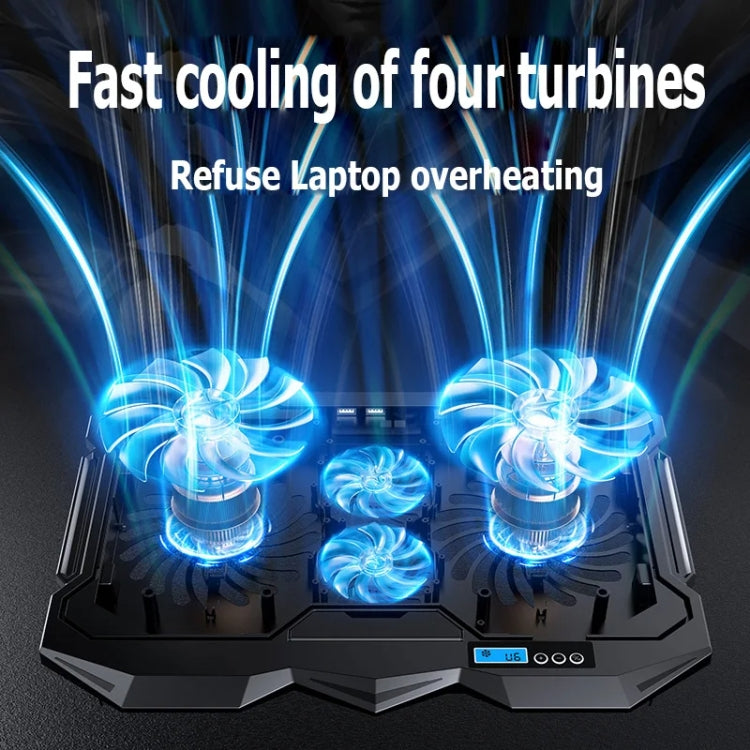 ICE COOREL K22 4-fans Adjustable Laptop Radiator Base with Atmosphere Light, with Speed Regulation, with LCD Display