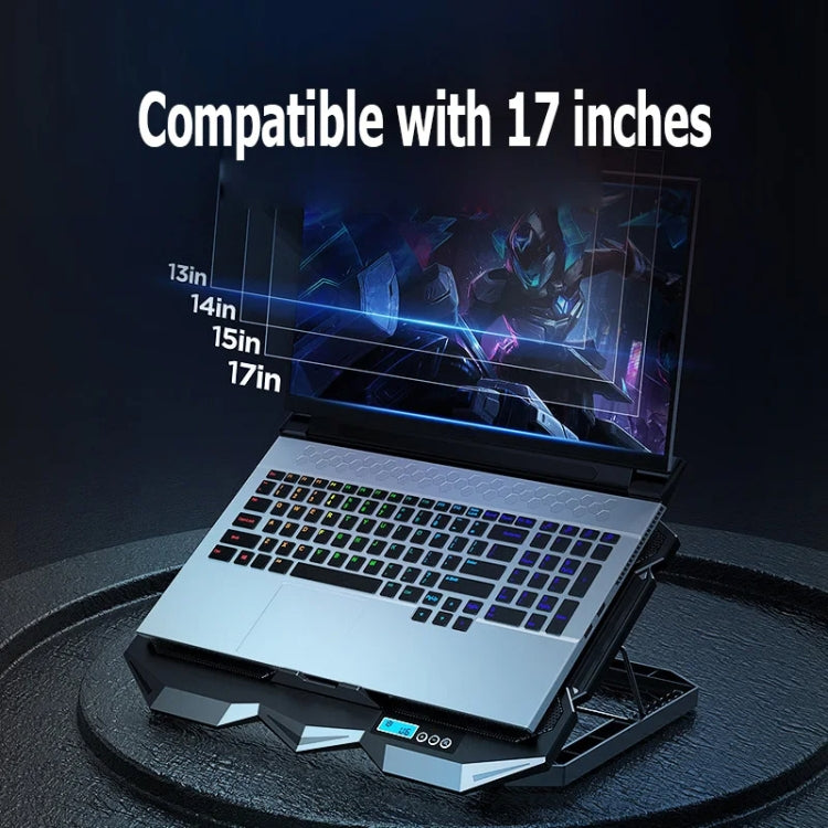 ICE COOREL K22 4-fans Adjustable Laptop Radiator Base with Atmosphere Light, with Speed Regulation, with LCD Display