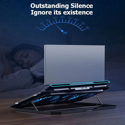 ICE COOREL K22 4-fans Adjustable Laptop Radiator Base with Atmosphere Light, with Speed Regulation, with LCD Display