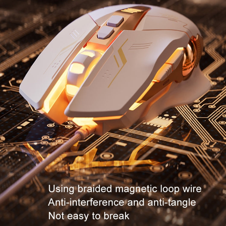 Inphic W8 Upgraded Wired Gaming Mice Macro Definition Light Emitting Mute Computer Mouse, W8