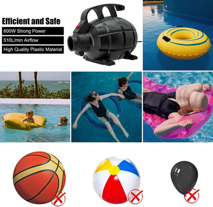 Electric Air Pump Household Inflatable Pump 600W High Power Electric Inflator, EU Plug, US Plug