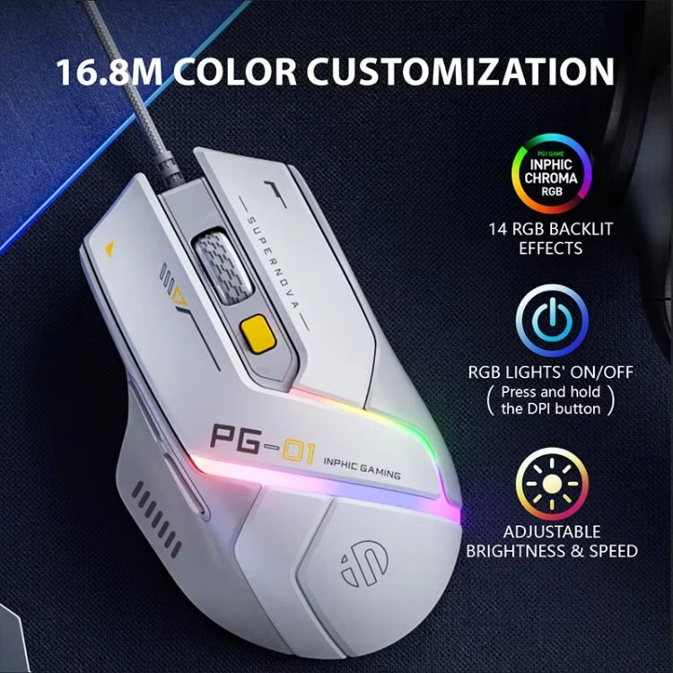 Inphic PG1 RGB Light Emitting Computer Gaming Wired Mouse, PG1