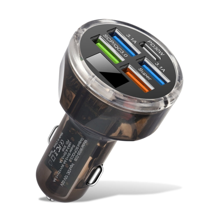 5 in 1 3-line Multi-port Car Charger With Digital Voltage Display