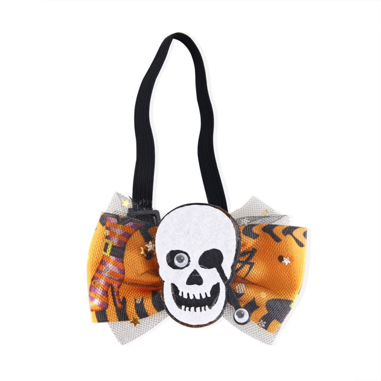 Halloween Pet Cartoon Decorative Bow Tie Adjustable Elastic Rope Collar, Ghost Face Mask, Skeleton, Blood Moon Bat, Skeleton Candy Bag, Fierce Ghost, Eyeball, Demon Round Face, Smile Ghost, Pumpkin Evil, Bow Evil