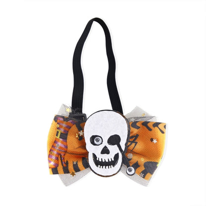 Halloween Pet Cartoon Decorative Bow Tie Adjustable Elastic Rope Collar, Ghost Face Mask, Skeleton, Blood Moon Bat, Skeleton Candy Bag, Fierce Ghost, Eyeball, Demon Round Face, Smile Ghost, Pumpkin Evil, Bow Evil