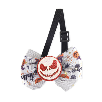 Halloween Pet Cartoon Decorative Bow Tie Adjustable Elastic Rope Collar, Ghost Face Mask, Skeleton, Blood Moon Bat, Skeleton Candy Bag, Fierce Ghost, Eyeball, Demon Round Face, Smile Ghost, Pumpkin Evil, Bow Evil