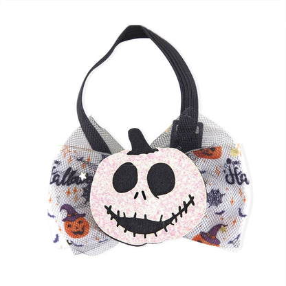 Halloween Pet Cartoon Decorative Bow Tie Adjustable Elastic Rope Collar, Ghost Face Mask, Skeleton, Blood Moon Bat, Skeleton Candy Bag, Fierce Ghost, Eyeball, Demon Round Face, Smile Ghost, Pumpkin Evil, Bow Evil