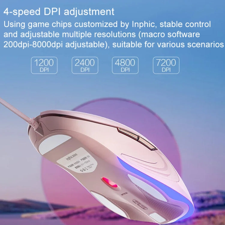 Inphic B8 Mute Light Emitting Wired Mice Home Office Gaming Computer Mouse, B8