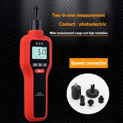 Xinsite HT-522 LCD Digital Tachometer 100,000 PPM Non-Contact Speed Meter, HT-522