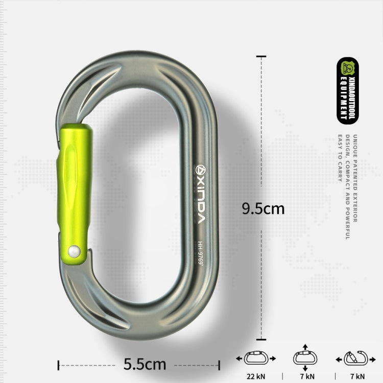 XINDA HH-9769 22/24kN High-strength Outdoor Rock Climbing Load-bearing Lock, Straight, Threaded, Two-stage, Three-stage