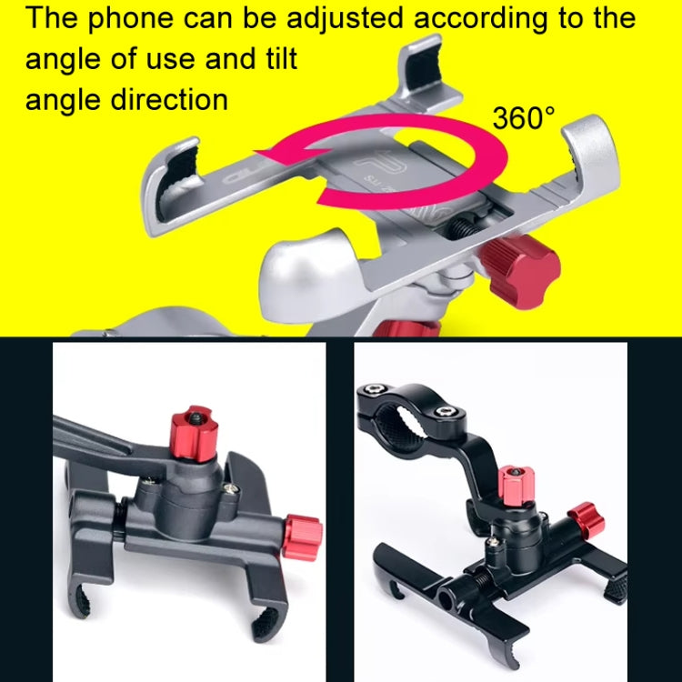 PROMEND Aluminum Alloy Cell Phone Holder Adjustable Angle Rotating Motorcycle Navigation Support, SJJ-299B Handlebar Stand Black, SJJ-299B Handlebar Stand Titanium Color, SJJ-299B Handlebar Stand Silver, SJJ-299E Rear View Mirror Titanium Color