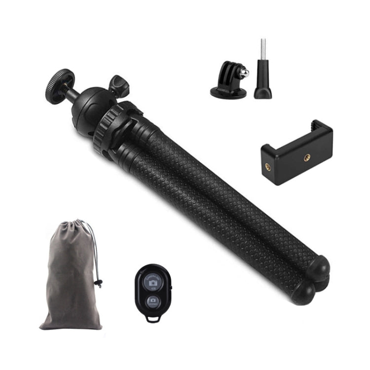 Octopus Fish Silicone Camera Tripod Desktop Folding Stand, With Bluetooth Controller+Adapter+Phone Clip+Storage Bag+Screws, Single Tripod