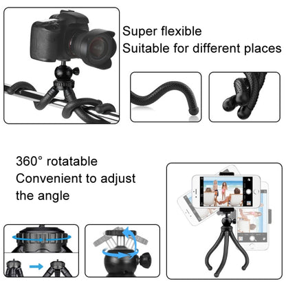 Octopus Fish Silicone Camera Tripod Desktop Folding Stand, With Bluetooth Controller+Adapter+Phone Clip+Storage Bag+Screws, Single Tripod