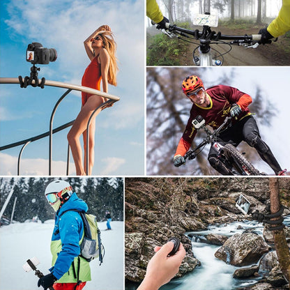 Octopus Fish Silicone Camera Tripod Desktop Folding Stand, With Bluetooth Controller+Adapter+Phone Clip+Storage Bag+Screws, Single Tripod