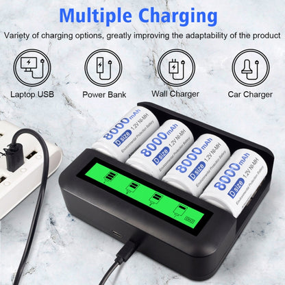 Eight-Slot LCD Multifunctional Battery Charger AA / AAA / C / D Charger, 8 Slots USB