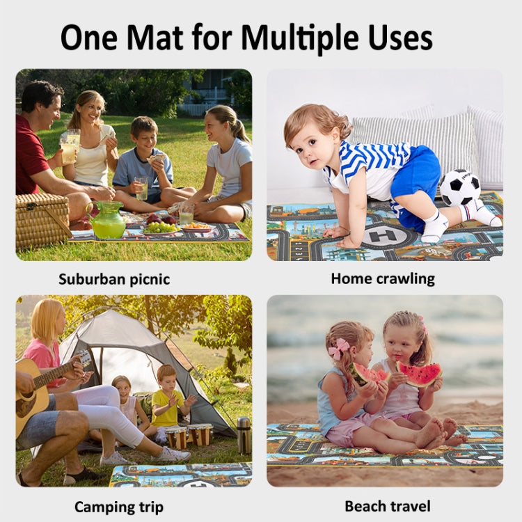 Engineering Parking Scene Play Mat Outdoor Picnic Beach Mat, Traffic Road Map Mat