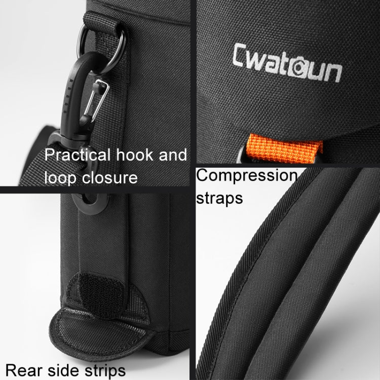 Cwatcun D157 DSLR Camera Lens Barrel Shockproof Thickened Digital Lens Bag Flip Lens Pouch, Medium Black, Large Black, Extra Large Black
