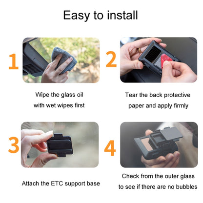 Automotive Removable ETC Slide Bracket Car Anti-Drop Holder, Black, Transparent