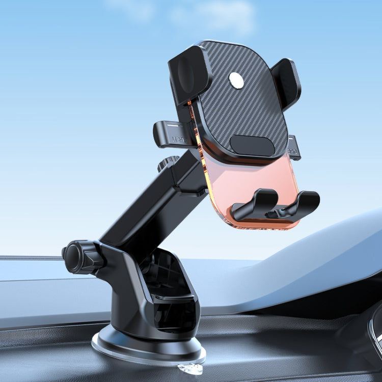 Car Suction Cup Dashboard Automatic Lock Mobile Phone Holder, Glossy Telescopic Base, Glossy Waterfall Base, Brushed Telescopic Base, Brushed Waterfall Base, Black Air Outlet, Orange Air Outlet, Black Telescopic, Orange Telescopic, Black Waterfall     ...