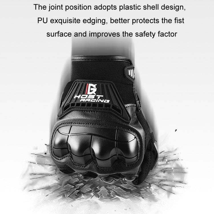 GHOST RACING Motorcycle Riding Anti-fall Breathable Rubber Shell Touch Screen Gloves, M, L, XL